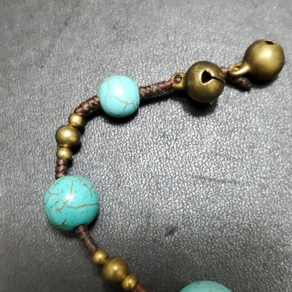 Brown and blue turquoise stone bracelet 6.25